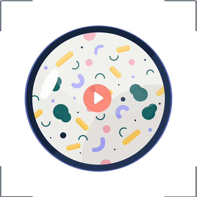Various bacteria found in the gums. Clicking or tapping image launches a video about periodontal disease